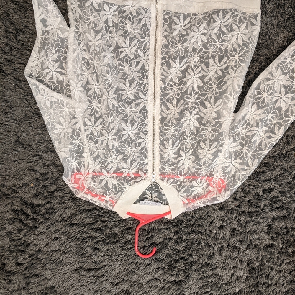 White lace bomber jacket